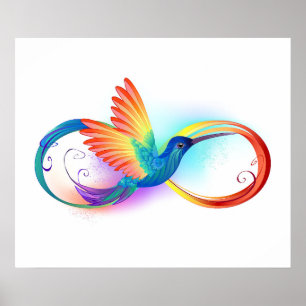 Rainbow Hummingbird with Infinity symbol Poster