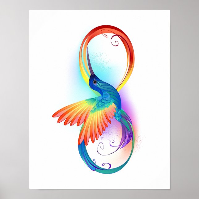 Rainbow Hummingbird with Infinity symbol Poster (Front)