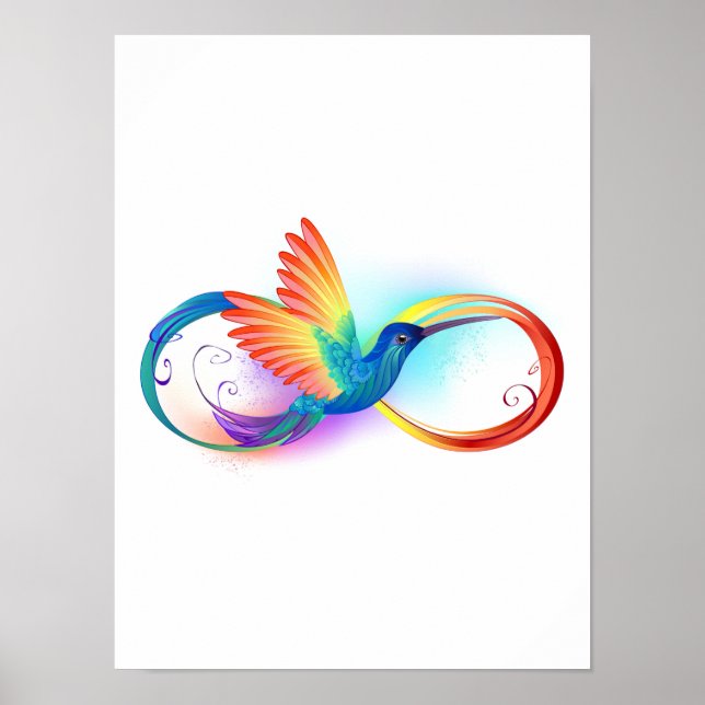Rainbow Hummingbird with Infinity symbol Poster (Front)