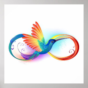 Rainbow Hummingbird with Infinity symbol Poster