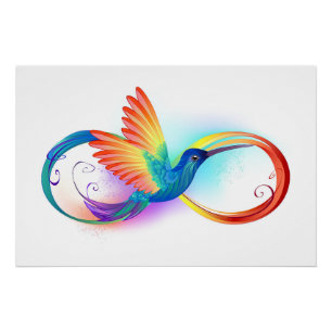 Rainbow Hummingbird with Infinity symbol Poster