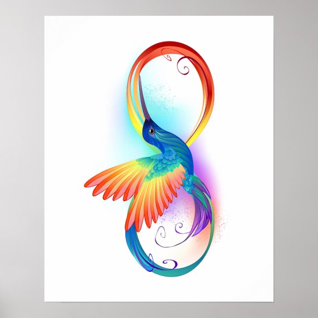 Rainbow Hummingbird with Infinity symbol Poster (Front)