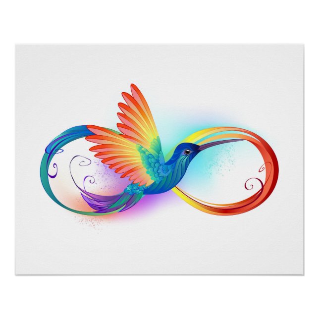 Rainbow Hummingbird with Infinity symbol Poster (Front)