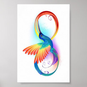 Rainbow Hummingbird with Infinity symbol Poster