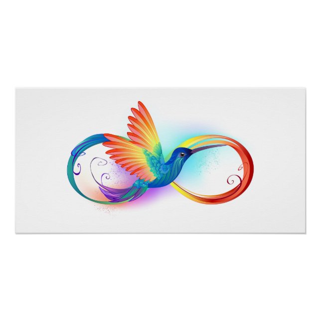 Rainbow Hummingbird with Infinity symbol Poster (Front)
