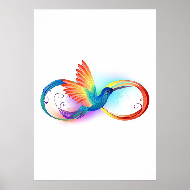 Rainbow Hummingbird with Infinity symbol Poster (Front)