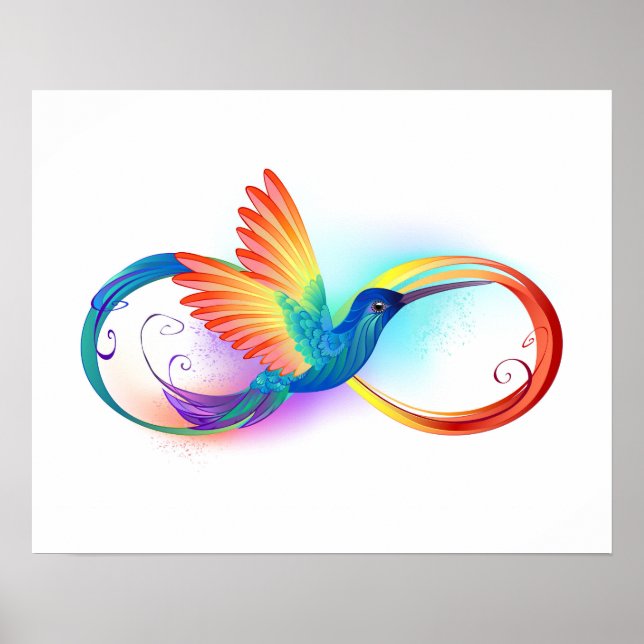 Rainbow Hummingbird with Infinity symbol Poster (Front)