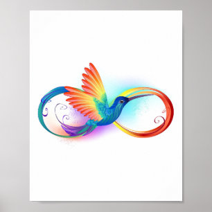 Rainbow Hummingbird with Infinity symbol Poster