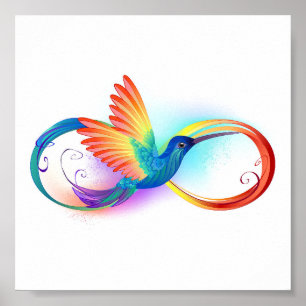 Rainbow Hummingbird with Infinity symbol Poster