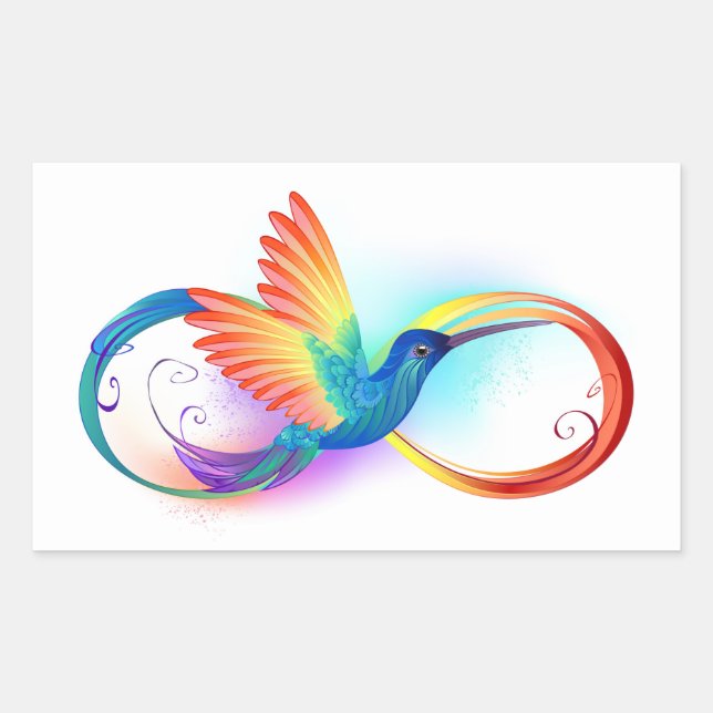 Rainbow Hummingbird with Infinity symbol Rectangular Sticker (Front)
