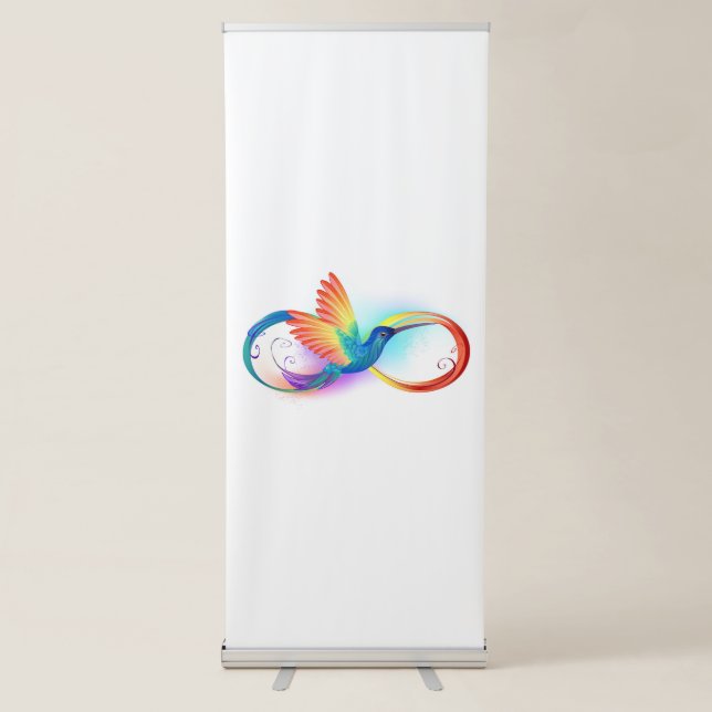 Rainbow Hummingbird with Infinity symbol Retractable Banner (Front)
