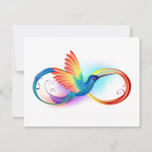 Rainbow Hummingbird with Infinity symbol Save The Date (Front)