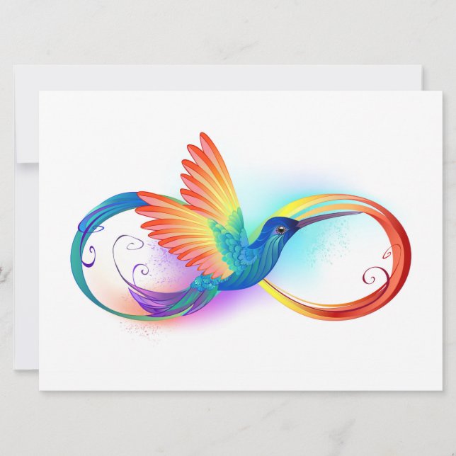 Rainbow Hummingbird with Infinity symbol Save The Date (Front)