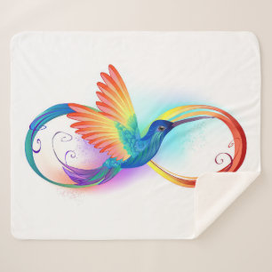 Rainbow Hummingbird with Infinity symbol Sherpa Blanket