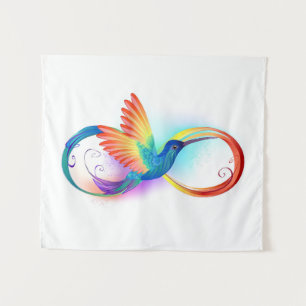 Rainbow Hummingbird with Infinity symbol Tapestry
