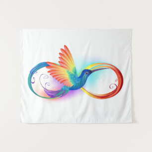 Rainbow Hummingbird with Infinity symbol Tapestry