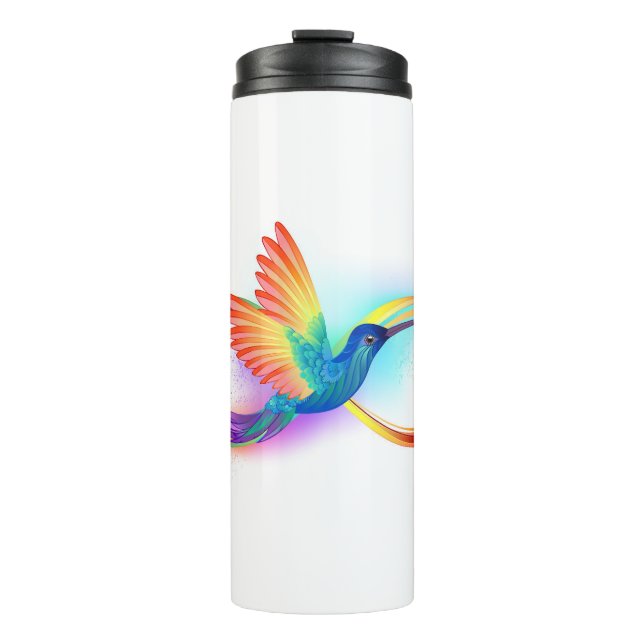 Rainbow Hummingbird with Infinity symbol Thermal Tumbler (Front)