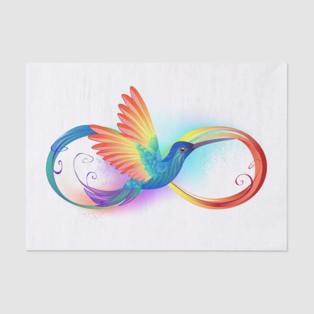 Rainbow Hummingbird with Infinity symbol Tissue Paper (Front)