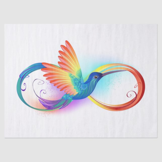 Rainbow Hummingbird with Infinity symbol Tissue Paper (Front)
