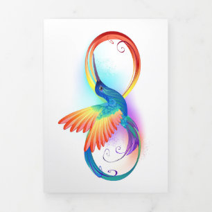 Rainbow Hummingbird with Infinity symbol Tri-Fold Card