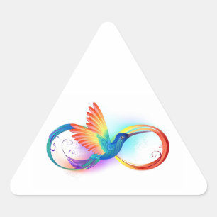 Rainbow Hummingbird with Infinity symbol Triangle Sticker