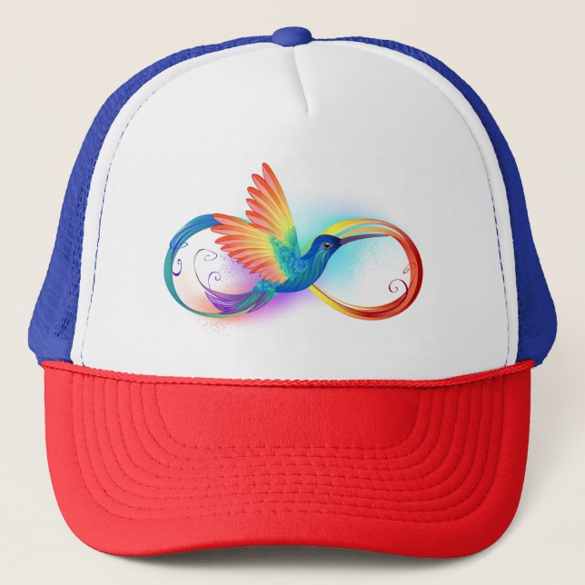 Rainbow Hummingbird with Infinity symbol Trucker Hat (Front)