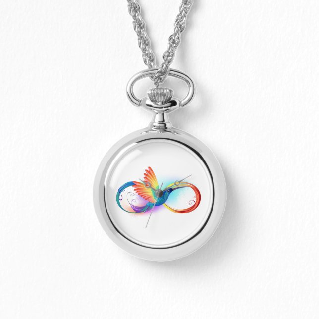 Rainbow Hummingbird with Infinity symbol Watch (Front)