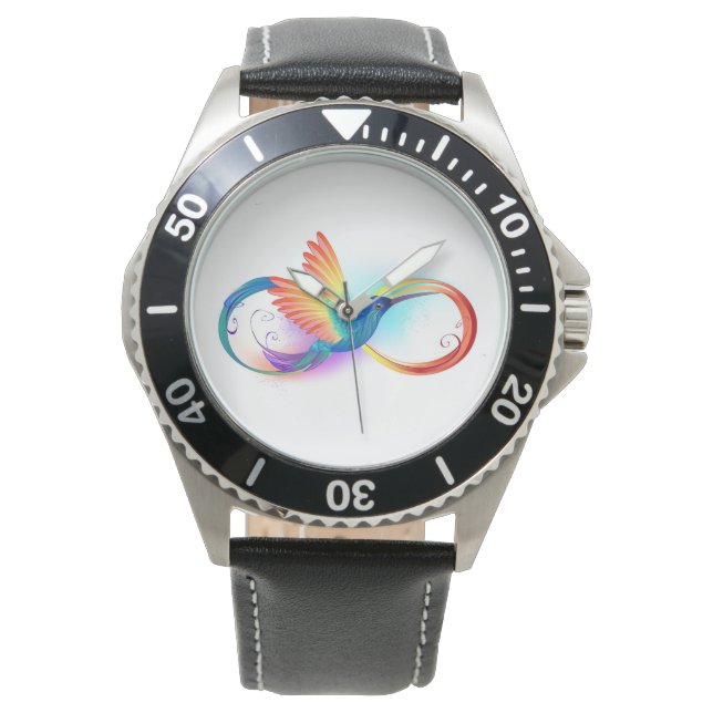 Rainbow Hummingbird with Infinity symbol Watch (Front)