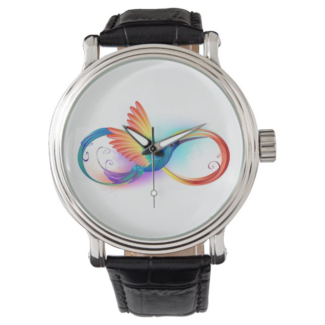 Rainbow Hummingbird with Infinity symbol Watch (Front)