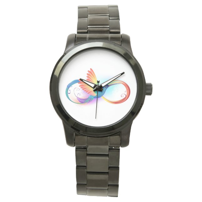 Rainbow Hummingbird with Infinity symbol Watch (Front)
