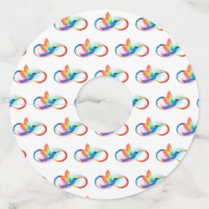 Rainbow Hummingbird with Infinity symbol Wine Glass Tag