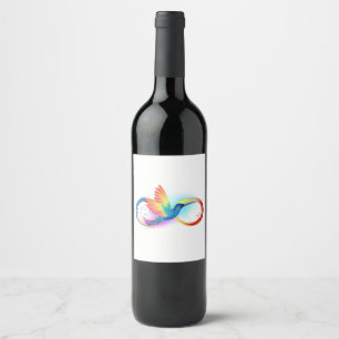 Rainbow Hummingbird with Infinity symbol Wine Label