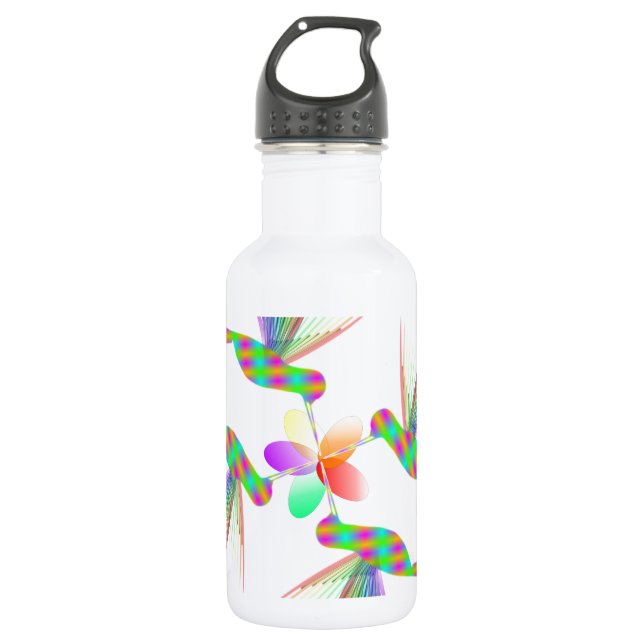Rainbow Hummingbirds Kissing A Flower 532 Ml Water Bottle (Front)