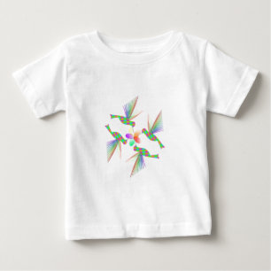 Rainbow Hummingbirds Kissing A Flower Baby T-Shirt