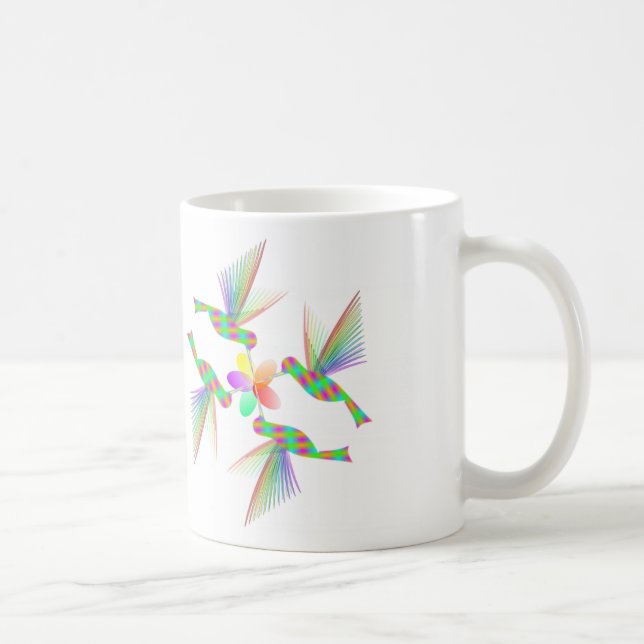 Rainbow Hummingbirds Kissing A Flower Coffee Mug (Right)