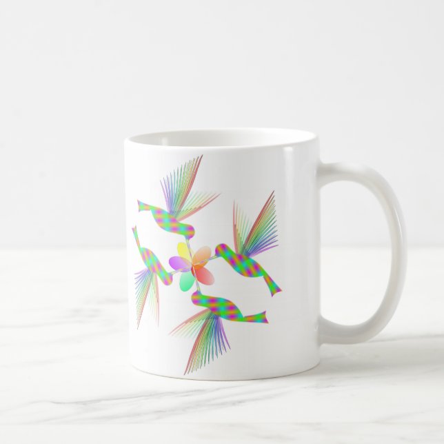 Rainbow Hummingbirds Kissing A Flower Coffee Mug (Right)