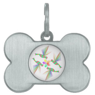 Rainbow Hummingbirds Kissing A Flower Pet ID Tag