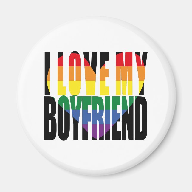 Rainbow I Love My Boyfriend Heart  Magnet (Front)