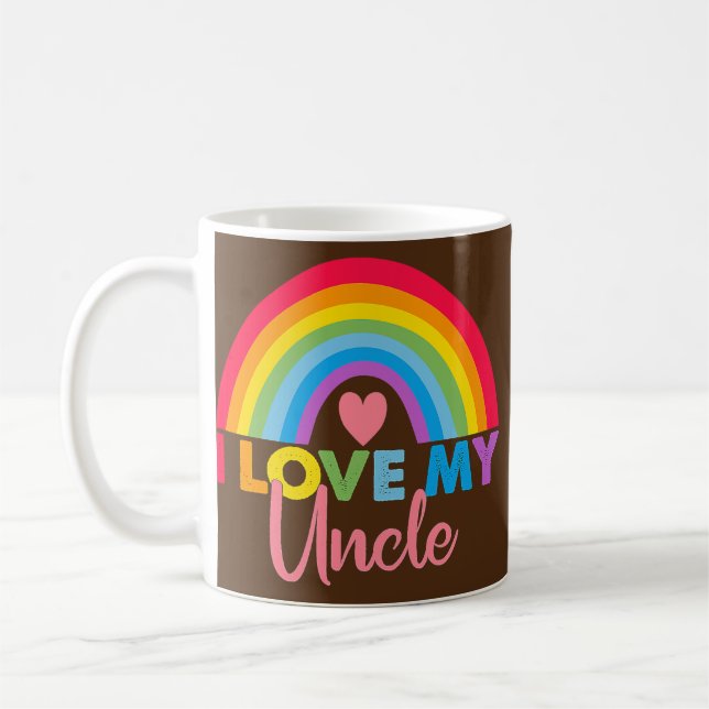 Rainbow I Love My Uncles Pride Love Your Pride Coffee Mug (Left)