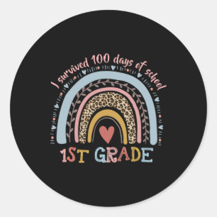 Rainbow I Survived 100 Days Of 1st Grade School St Classic Round Sticker