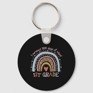Rainbow I Survived 100 Days Of 1st Grade School St Key Ring
