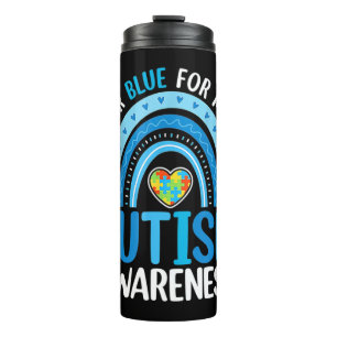 Rainbow I Wear Blue For My Son Autism Awareness Gi Thermal Tumbler
