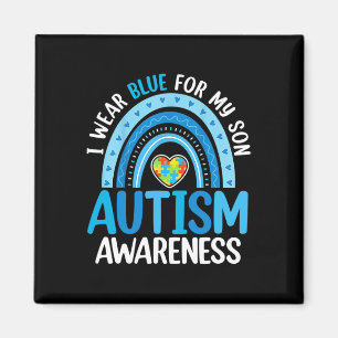 Rainbow I Wear Blue For My Son Autism Awareness Magnet