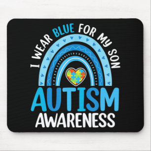Rainbow I Wear Blue For My Son Autism Awareness Mouse Mat