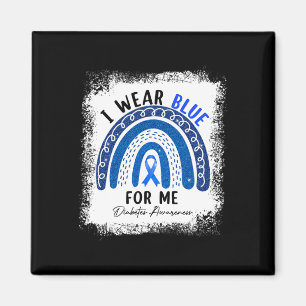 Rainbow I Wear Blue Ribbon For Me T1D Diabetes Awa Magnet