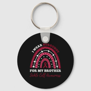 Rainbow I Wear Burgundy For My Brother Sickle Cell Key Ring