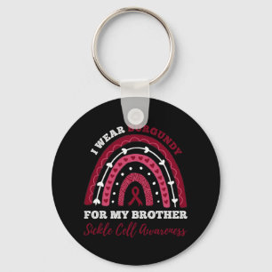 Rainbow I Wear Burgundy For My Brother Sickle Cell Key Ring
