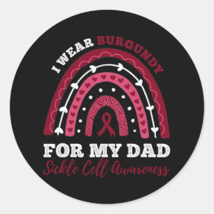 Rainbow I Wear Burgundy For My Dad Sickle Cell Awa Classic Round Sticker