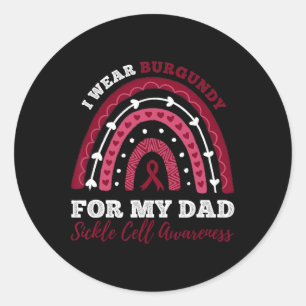 Rainbow I Wear Burgundy For My Dad Sickle Cell Awa Classic Round Sticker