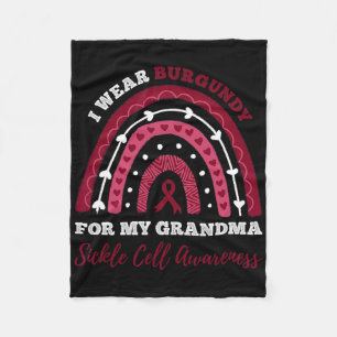 Rainbow I Wear Burgundy For My Grandma Sickle Cell Fleece Blanket